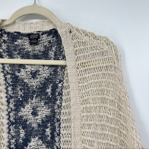 Roffe Accessories Open Knit Drop Shoulder Relaxed Printed Cardigan Sweater - Picture 2 of 8